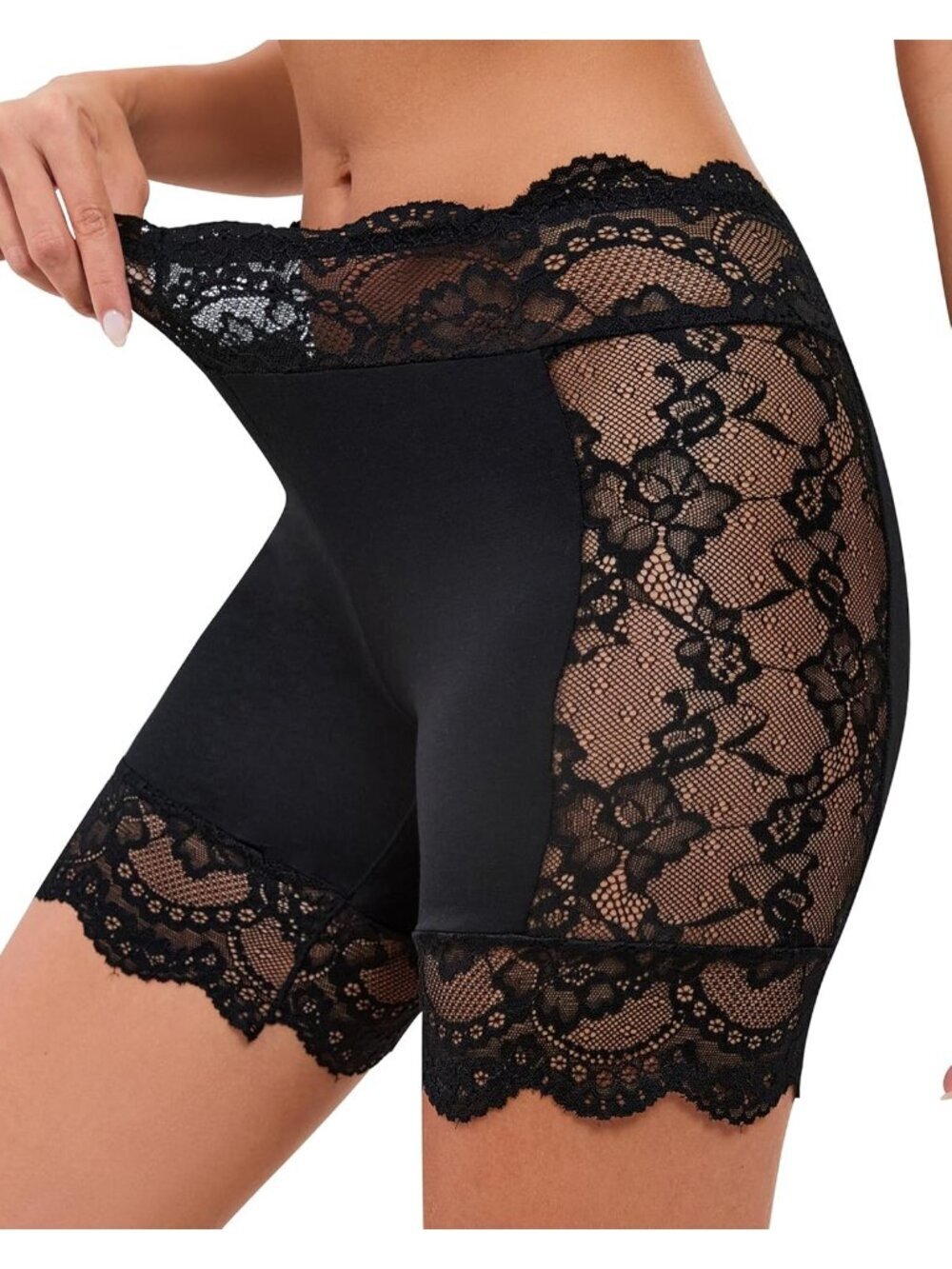 Women Black Slip Short Under Dresses Lace Anti Lightweight Chafing Underwear